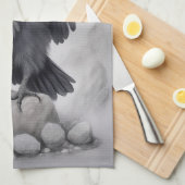 Crows Rock! Poster Krähe ausgebreitete Flügel キッチンタオル (四つ折り)