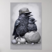 Crows Rock! Poster mit Krähen Eltern und Kind ポスター (正面)