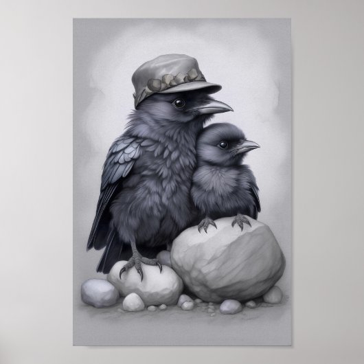 Crows Rock! Poster mit Krähen Eltern und Kind ポスター (正面)