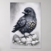 Crows Rock! Poster niedliche Krähe auf Steinen ポスター (正面)