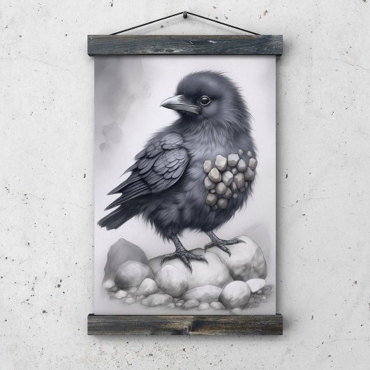 Crows Rock! Poster niedliche Krähe auf Steinen ポスター