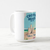 CROYDEビーチデヴォンヴィンテージ旅行ポスター コーヒーマグカップ (正面左)