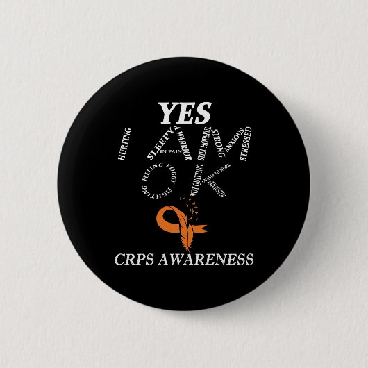 Crps認識度慢性疼痛オレンジリボンRsd Crps 缶バッジ (正面)