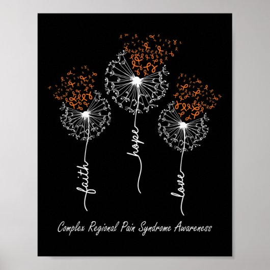 Crps Awareness Faith Hope Love Dandelion ポスター (正面)