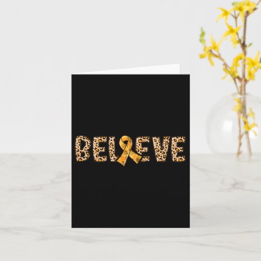Crps Leopard Print Orange Ribbon Support Believe カード (黄色い花)