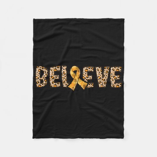 Crps Leopard Print Orange Ribbon Support Believe  フリースブランケット (正面)