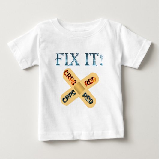 CRPS / RSDで直せ！交差包帯 ベビーTシャツ (正面)