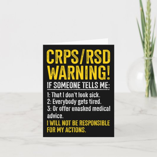 Crps Rsdの警告Crps認識度生存者Crps Warr カード (正面)