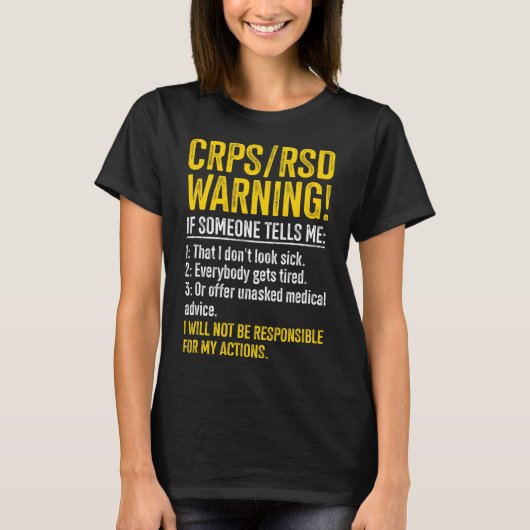 CRPS RSD警告のCRPS認識度生存者CRPSの警告 Tシャツ (正面)