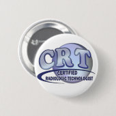 CRTによって証明される診療放射線技師の青のロゴ 缶バッジ (正面&裏面)