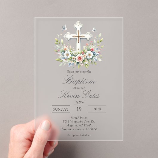 Crucifix  baptismInvitation アクリル招待状 (インサイチュ (ポータブル))