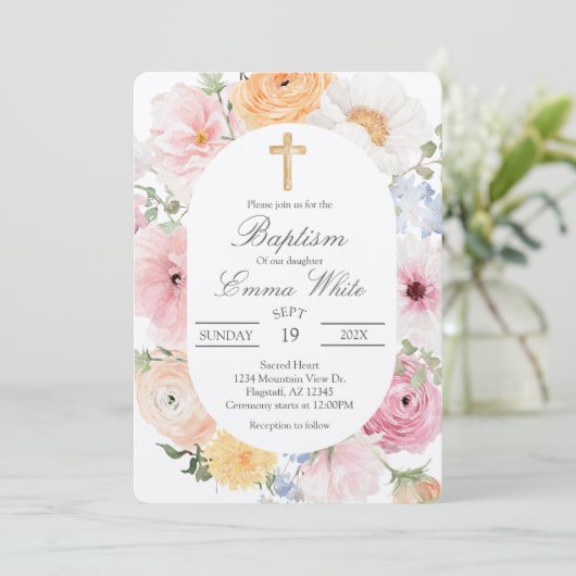 Crucifix  baptismInvitation 招待状 (スタンド正面)