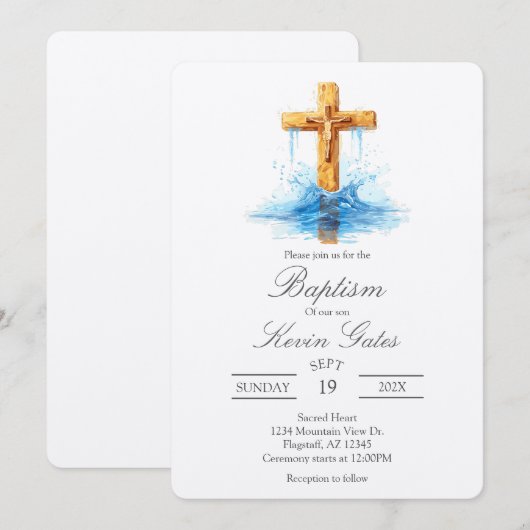Crucifix  baptismInvitation 招待状 (正面/裏面)