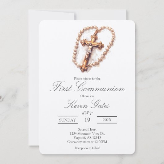 Crucifix  first communion Invitation 招待状 (正面)