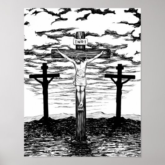 Crucifixion Illustration by Amanda Diehl ポスター (正面)