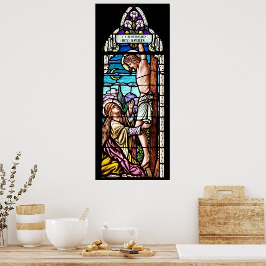 Crucifixion of Jesus - Stained glass window ポスター (キッチン)