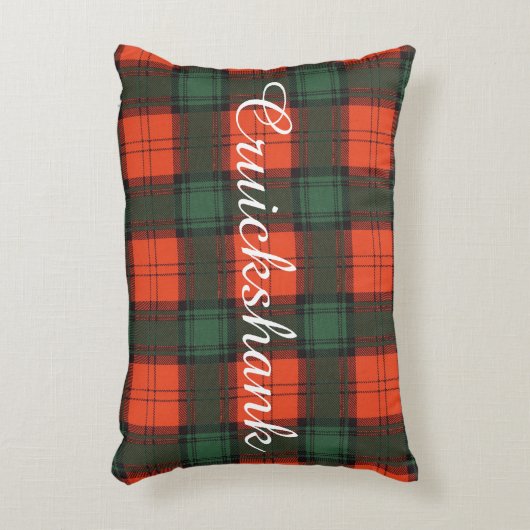 Cruickshankの一族の格子縞のスコットランドのキルトのタータンチェック アクセントクッション (正面(垂直))