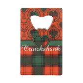 Cruickshankの一族の格子縞のスコットランドのキルトのタータンチェック クレジットカード栓抜き (正面)