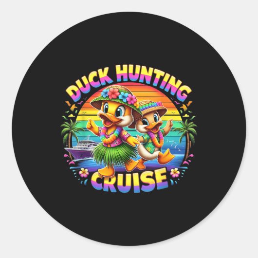 Cruise Hunter Rubber Duckie Summer Boat Vacay Duck ラウンドシール (正面)