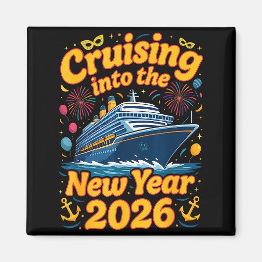 Cruise Into The New Year 2026 Crew Squad Family Ma マグネット (正面)
