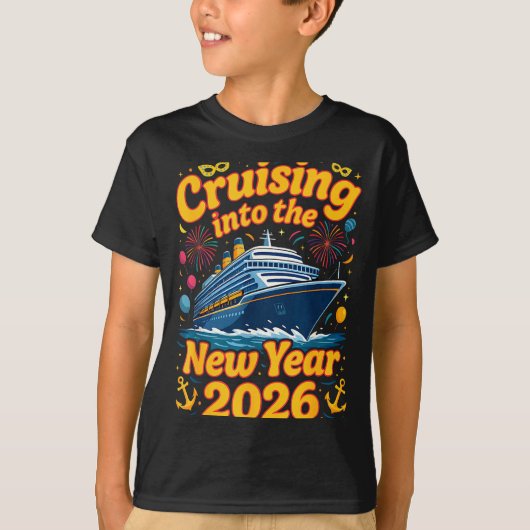Cruise Into The New Year 2026 Crew Squad Family Ma Tシャツ (正面)