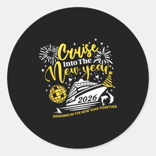 Cruise Into The New Year Funny 2026 Cruise Ship Wo ラウンドシール (正面)