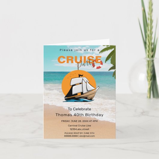 Cruise Party 40 Birthday Party 招待状 (正面)