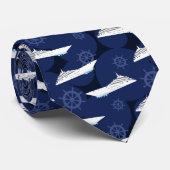 Cruise Ship Blue Designer ネクタイ (ロール)