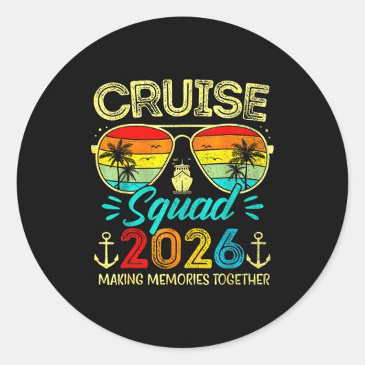 Cruise Squad 2026 Family Group Matching Summer Vac ラウンドシール (正面)