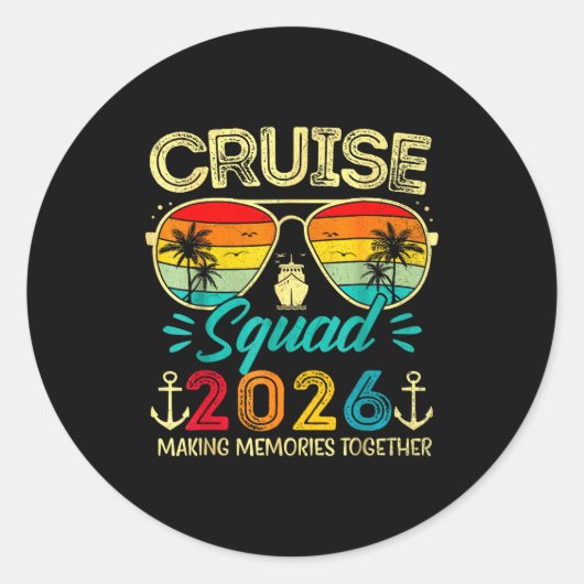 Cruise Squad 2026 Family Group Matching Summer Vac ラウンドシール (正面)