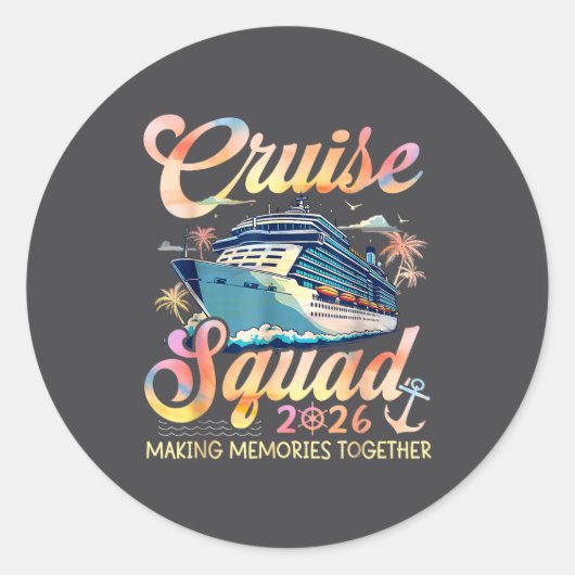 Cruise Squad 2026 Family Group Matching Summer Vac ラウンドシール (正面)