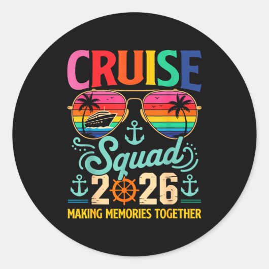 Cruise Squad 2026 Family Group Matching Summer Vac ラウンドシール (正面)