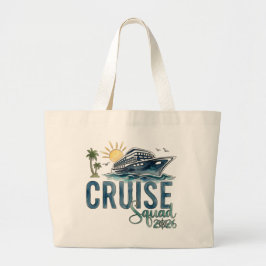 Cruise Squad 2026 Tote Bag Vacation ラージトートバッグ