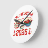 Cruise Squad Switzerland Vacation Trip 2026 ラウンド壁時計 (傾斜)