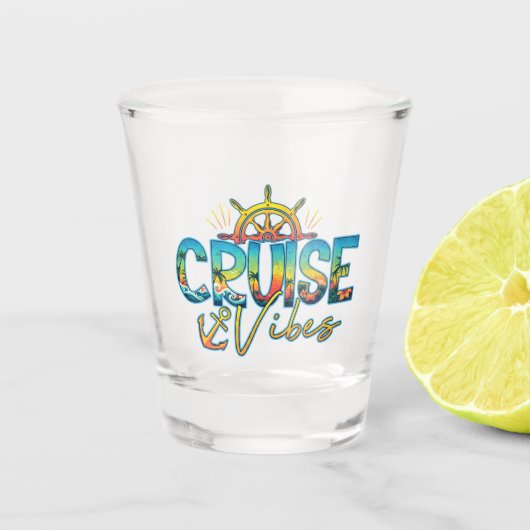 Cruise Vibes Shot Glass Nautical Vacation Souvenir ショットグラス (正面)