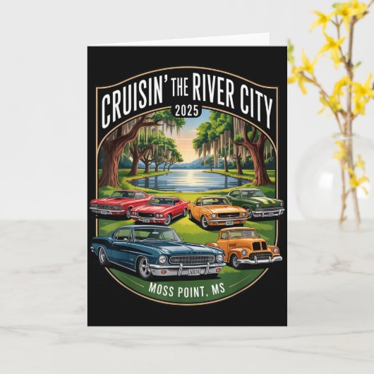 Cruisin The River City 2025 Moss Int Ms Clic Car D カード (黄色い花)