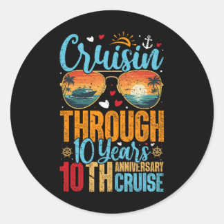 Cruisin Through 10 Years 10th Wedding Anniversary  ラウンドシール