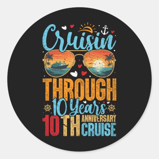 Cruisin Through 10 Years 10th Wedding Anniversary  ラウンドシール (正面)