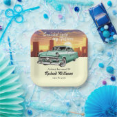 Cruising Classic Retro Car City 50th Birthday ペーパープレート (パーティー)