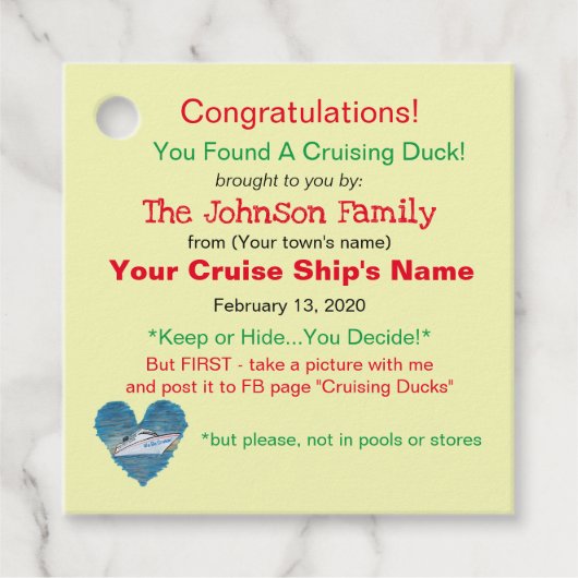 Cruising Duck Tag フェイバータグ (正面)