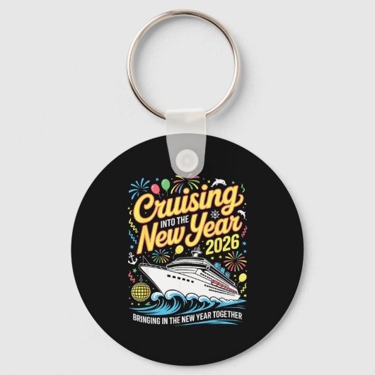 Cruising Into 2026 New Years Eve Matching Family C キーホルダー (正面)