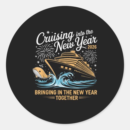 Cruising Into 2026 New Years Eve Party Cruise Fami ラウンドシール (正面)