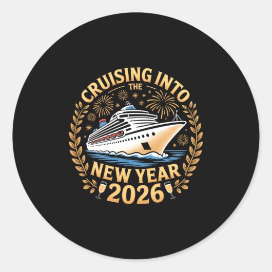 Cruising Into 2026 New Years Eve Party Favors Fami ラウンドシール (正面)