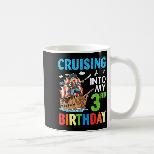 Cruising Into My 3rd Birthday Rate Little Boy 3 Ye コーヒーマグカップ (右)
