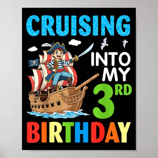 Cruising Into My 3rd Birthday Rate Little Boy 3 Ye ポスター (正面)