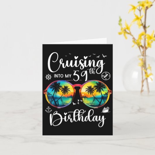 Cruising Into My 59th Birthday Trip Vacation Cruis カード (黄色い花)