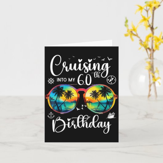 Cruising Into My 60th Birthday Trip Vacation Cruis カード (黄色い花)