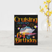 Cruising Into My 64th Birthday Cruise 64 Year Old  カード (黄色い花)