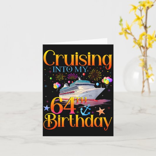 Cruising Into My 64th Birthday Cruise 64 Year Old  カード (黄色い花)