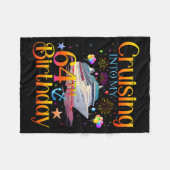 Cruising Into My 64th Birthday Cruise 64 Year Old  フリースブランケット (正面(横))